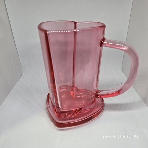 Target Bullseye Playground Valentines Glass Heart Shaped Mug With Lid Clear Red - Picture 3 of 14